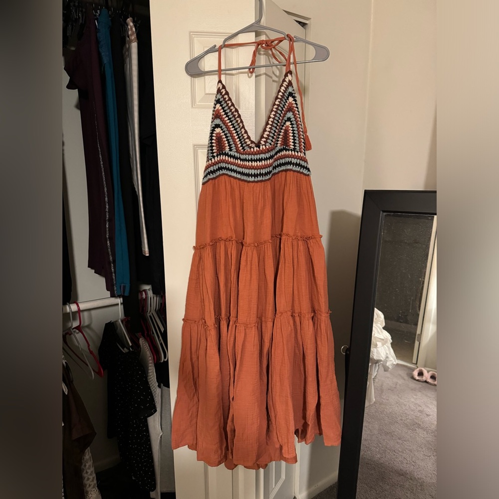 Lucky brand crochet top maxi dress XL